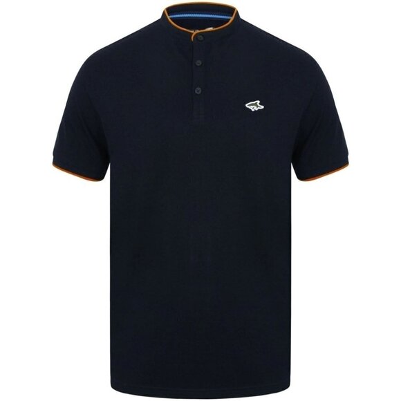 Le Shark | Hillrise Collarless Polo Shirt In True Navy - Picture 2 of 9